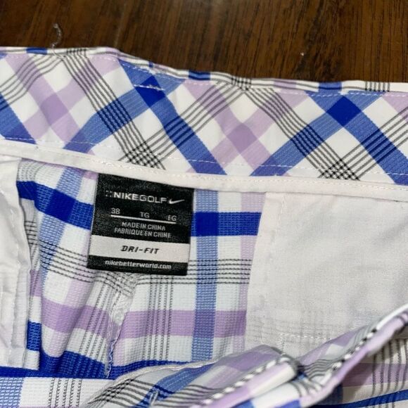 Men’s Nike Shorts plaid blue white purple - Picture 5 of 6
